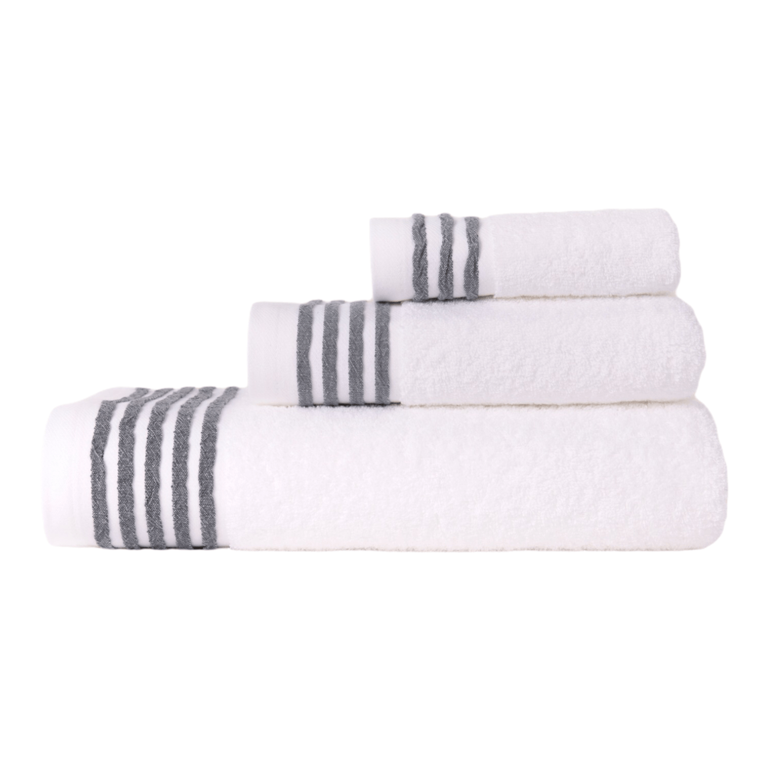 Portuguese Towel Set With Woven Jacquard Border - White City Lebanon